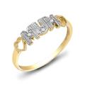 Jewelco London Ladies Solid 9ct Yellow Gold Pave Set Round H I2 0.02ct Diamond MUM Identity Ring 4.5mm