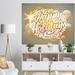 East Urban Home Happy Holidays Christmas Tree Ball Shaped - Textual Art Print Canvas in Gray/White | 20 W in | Wayfair