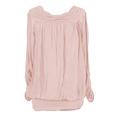 TEXTURE Ladies Womens Italian Lagenlook Long Sleeve Cowl Ruched Elasticated Viscose Neck Silk Tunic Top Blouse One Size (Light Pink, One Size)