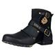 OSSTONE Motorcycle Boots for Men Cowboy Hiking Fashion Zipper Leather Chukka Ankle Boots Casual Shoes OZ-5008-1-N-Black-10