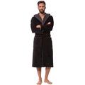 Morgenstern Dressing Gown Men 100% Cotton Hood Velvet Terry Black/Grey Size XL
