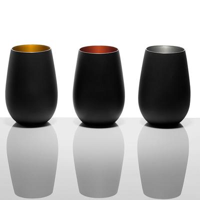 Stolzle 3520012T/2492 Glisten 16.5 oz. Matte Black/Gold Stemless Wine Glass  / Tumbler - 6/Case