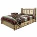 Loon Peak® Glacier Country Collection Lodge Pole Pine Platform Storage Bed Wood in White | 47 H x 76 W x 98 D in | Wayfair