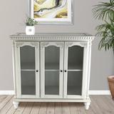 Charlton Home® Georgetta Carved Glass 3 Door Accent cabinet Wood in White | 39.5 H x 39 W x 14 D in | Wayfair 35FD89D0269A4407ADF3E723605167EB