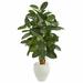 Ivy Bronx Artificial Rubber Tree in Pot Earthenware/Silk/Plastic in White | 53 H x 31 W x 31 D in | Wayfair B1C2BF6AB71D4DB9BEDC15B206B5BA51