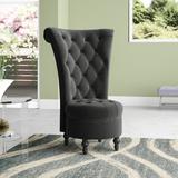 Slipper Chair - House of Hampton® Jabari 29.25" Wide Tufted Velvet Slipper Chair Velvet in Black | 45.25 H x 29.25 W x 31.25 D in | Wayfair