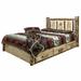 Loon Peak® Glacier Country Collection Lodge Pole Pine Platform Storage Bed Wood in White | 47 H x 66 W x 94 D in | Wayfair