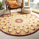 Yellow 72 x 0.5 in Indoor Area Rug - World Menagerie Round Swind Floral Handmade Tufted Wool Rust/Gold Area Rug Wool | 72 W x 0.5 D in | Wayfair