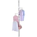 Hershii Extendable Clothes Drying Rack Telescopic Laundry Tension Pole Indoor Corner Floor to Ceiling Storage Shelf Garment Hanger Coat Tree Space Saving Organizer - Ivory