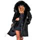 Aox Women Winter Faux Fur Hood Warm Thicken Coat Lady Casual Plus Size Parka Jacket Outdoor Overcoat (10, Black Faux Fur)