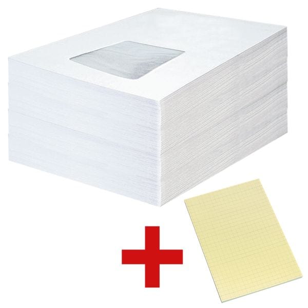 OTTO Office 500 Versandtaschen C5 mit Fenster inkl. Haftnotizblock 10,0 x 15,0 cm, kariert weiß, 22.9x16.2 cm
