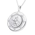 FJ St Christopher Photo Locket Necklace 925 Sterling Silver Saint Christopher Pendant Travelers Necklace for Women Men with 20" Chain