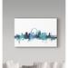 Wrought Studio™ 'St Louis Missouri Blue Teal Skyline' Graphic Art Print on Wrapped Canvas in White | 30 H x 47 W x 2 D in | Wayfair
