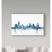 Wrought Studio™ 'Grand Rapids Michigan Blue Teal Skyline' Graphic Art Print on Wrapped Canvas in White | 30 H x 47 W x 2 D in | Wayfair