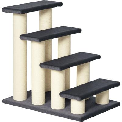 Pawhut - Tiertreppe Katzentreppe Hundetreppe 4 Stufen Treppe für Katze und Hunde Plüsch Grau 60 x