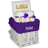 White Chad & Jake LSU Tigers Personalized Small Gift Basket