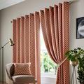 Alan Symonds Cotswold Fully Lined Jacquard Eyelet Ring Top Curtains - Pair (Orange/Terracotta, 66" x 54" (167x137cm))