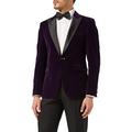 Mens Velvet Tuxedo Dinner Jacket Retro Smoking Coat Formal Tailored Fit Blazer[BLZ-Dinner-Ricky-Purple,Purple,Chest UK 50 EU 60]