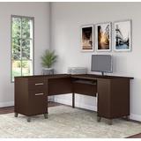 Somerset 60W L Shaped Desk in Mocha Cherry - Bush Furniture WC81830K