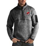 Men's Antigua Heather Black New Jersey Devils Fortune Big & Tall Quarter-Zip Pullover Jacket