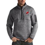 Men's Antigua Heather Gray New Jersey Devils Fortune Big & Tall Quarter-Zip Pullover Jacket