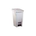 Poubelle mobile a pedale plastique 60 l - blanc couvercle blanc