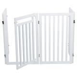 Dog Barrier Four Panel White Gate, 80"-20" L x 2" W x 31.5" H, Regular