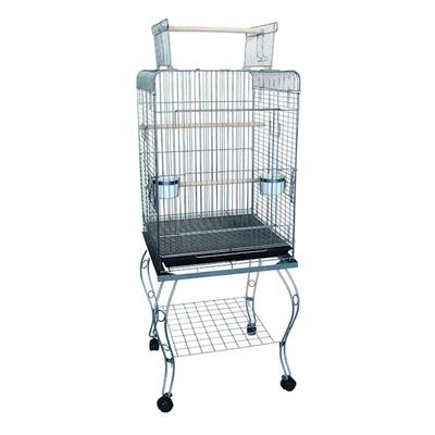 YML Open Top Silver Parrot Cage With Stand, 24" L X 24" W X 68" H