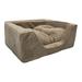 Premium Micro Suede Square Dog Bed, 27" L X 23" W X 12" H, Piston Sand, Large, Brown