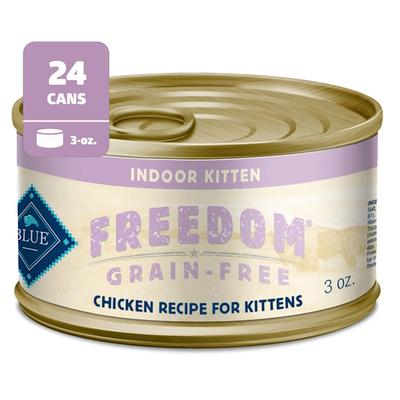 Blue Buffalo Freedom Natural Grain-Free Indoor Chicken Kitten Wet Food, 3 oz., Case of 24