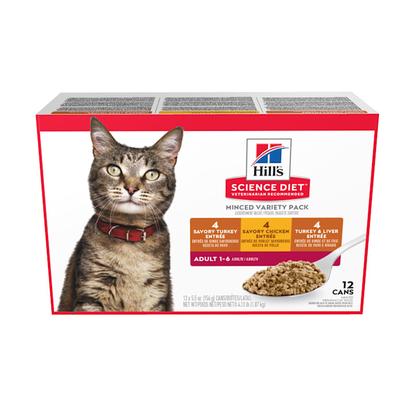 Hill's Science Diet Adult Entree Can Variety Pack Cat Food, 5.5 oz., Pack of 12