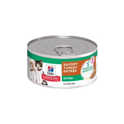 Hill's Science Diet Savory Turkey Entree Canned Kitten Food, 5.5 oz., Case of 24
