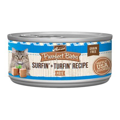 Merrick Purrfect Bistro Grain Free Surf & Turf Recipe Pate Wet Cat Food, 5.5 oz., Case of 24