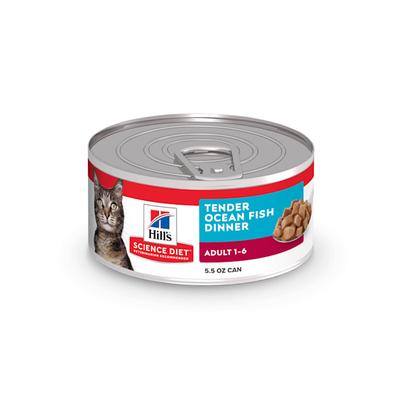 Hill's Science Diet Adult Tender Ocean Fish Dinner Canned Cat Food, 5.5 oz., Case of 24