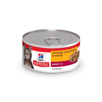 Hill's Science Diet Adult Tender Chicken Dinner Canned Cat Food, 5.5 oz., Case of 24