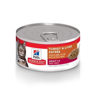 Hill's Science Diet Adult Turkey & Liver Entree Canned Cat Food, 5.5 oz., Case of 24