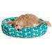 Stretch Turquoise Sherpa Bagel Dog Bed, 52" L x 35" W, X-Large, Green