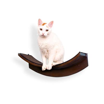 The Refined Feline Lotus Leaf Cat Shelf In Mahogany, 22" L X 10.5" W X 9" H
