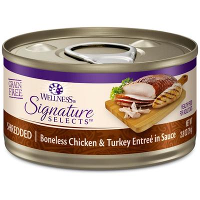 Wellness CORE Signature Selects Natural Grain Free Shredded Chicken & Turkey Wet Cat Food, 2.8 oz., Case of 12