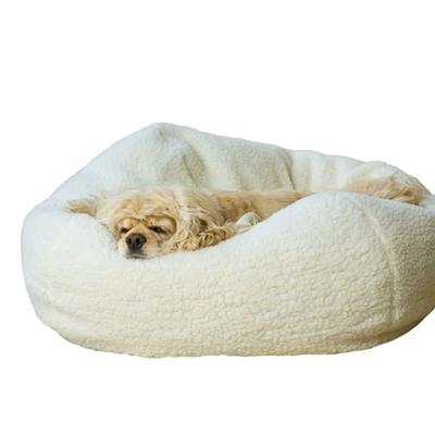 Carolina Pet Company White Sherpa Puff Ball Dog Bed, 32" L x 32" W