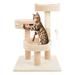 3 Level Cat Tree with 2 Hanging Toys, Scratching Post and 3 Ball Play Area in Tan, 27.5" H