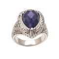 Palace Elegance,'Handmade Balinese Sapphire and Sterling Silver Cocktail Ring'