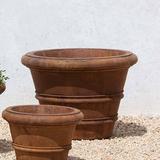 Campania International Classic Rolled Rim Stone Pot Planter Stone, Copper in Green/Black | 20.5 H x 27 W x 27 D in | Wayfair P-537-EM