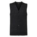 Russell Collection Mens V-Neck Sleeveless Knitted Cardigan (L) (Charcoal Marl)