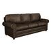 Canora Grey Starisha 90" Genuine Leather Rolled Arm Sofa Genuine Leather in Red/Brown | 36 H x 90 W x 41 D in | Wayfair