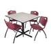 Symple Stuff Cain Square X-Base Breakroom Table & 4 M Stack Chairs Metal in Brown/Red | 29 H x 48 W x 48 D in | Wayfair