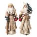 The Holiday Aisle® 2 Piece Old World Santa Tree Lantern Figurine Set Resin in White/Brown | 15 H x 4 W x 6 D in | Wayfair