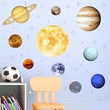 Zoomie Kids Solar System Peel & Stick Planets Outer Space Universe Wall Decal Plastic in White | 34 H x 36 W in | Wayfair