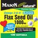 "Flax Seed Oil 1000 mg, 100 Softgels, Mason Natural"