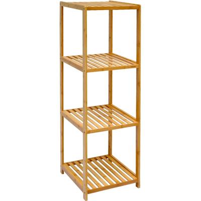 Badregal 38x39,5x124,5cm Bambus Holz Regal 4 Fächer Bad Badezimmer Standregal Image